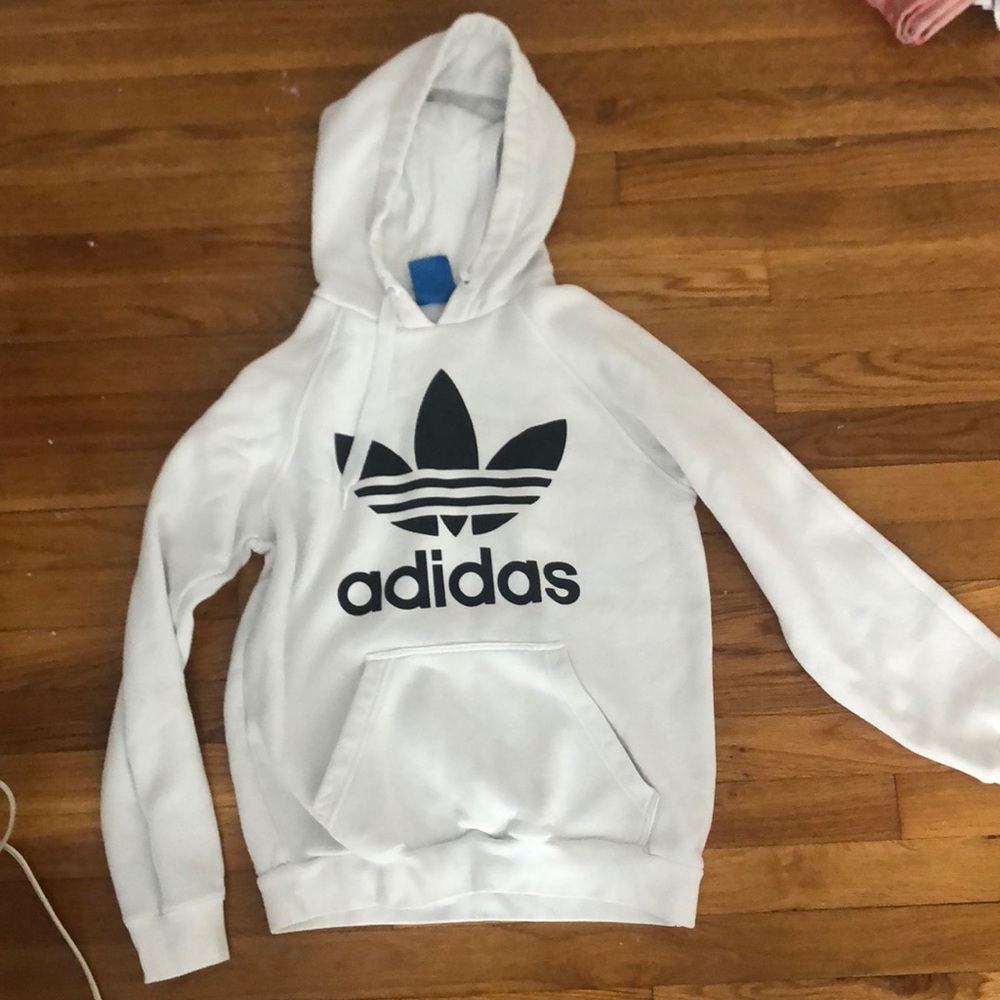 White Adidas hoodie sweatshirt